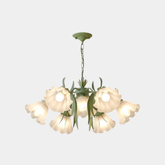 Chandelier French Metal Glass Lily of the Valley Flower White 