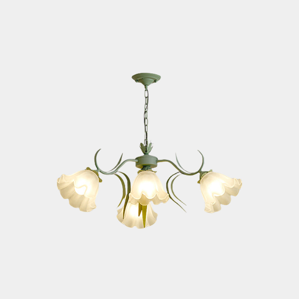 Chandelier French Metal Glass Lily of the Valley Flower 