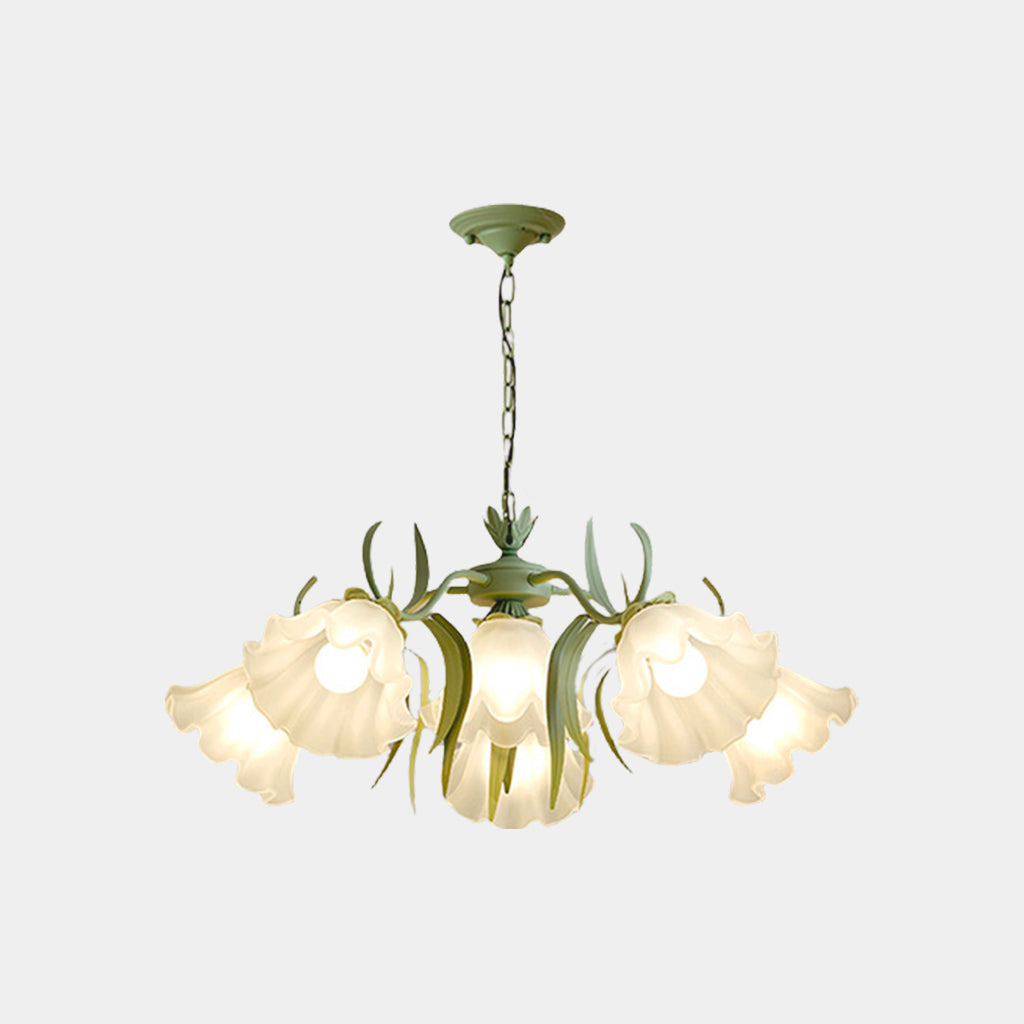 Chandelier French Metal Glass Lily of the Valley