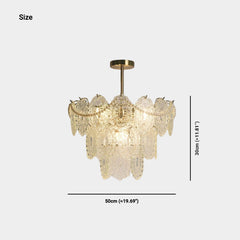 Chandelier French Metal Pearl Tiered Glass, Gold