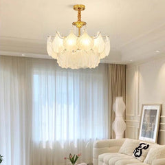 Chandelier French Romantic Tiered Glass Scallop Shell Living Room
