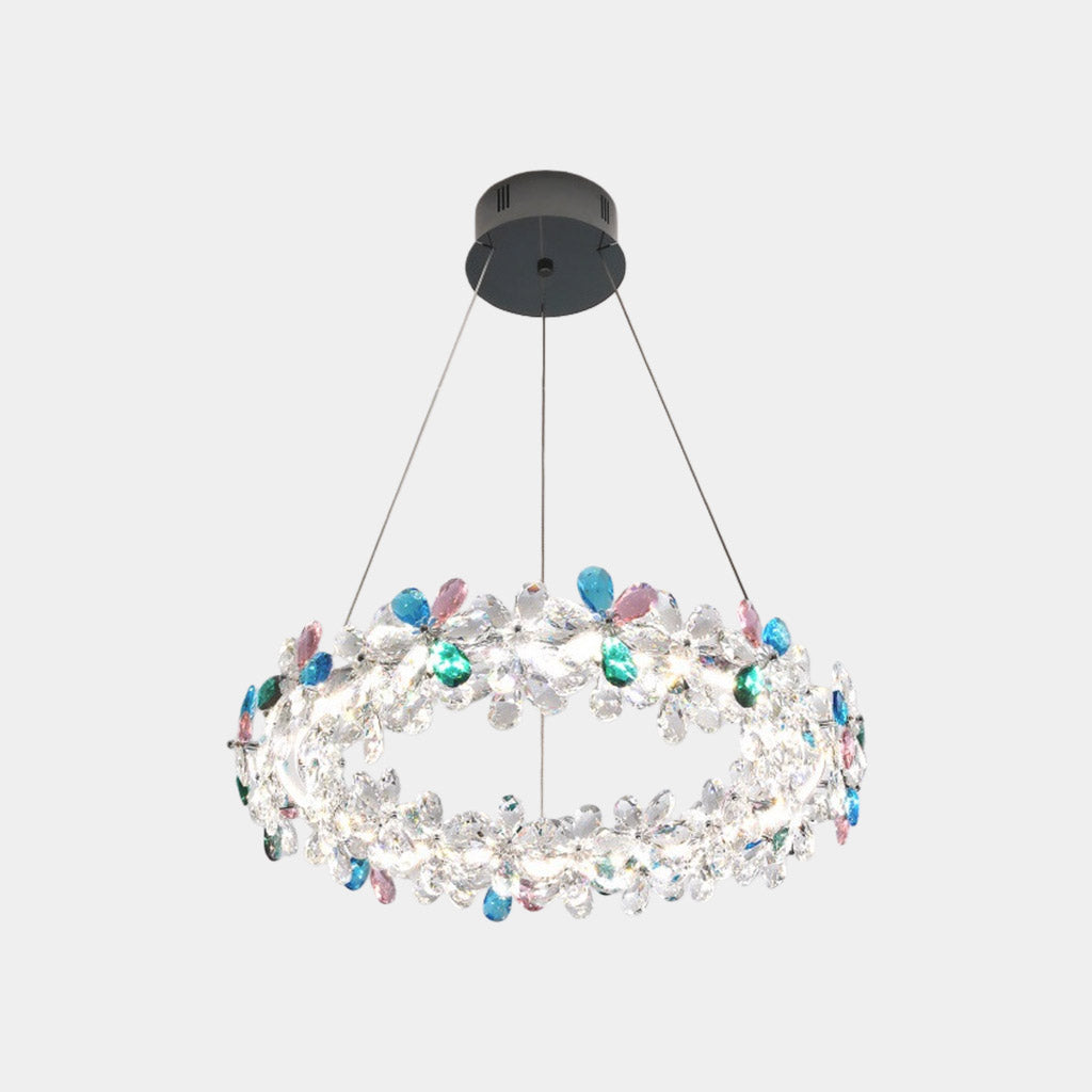 Chandelier French Round / S-Shape Colored Crystal