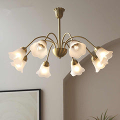 Chandelier French Vintage Brass Glass Flower Corner