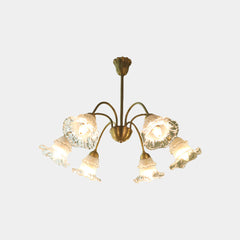 Chandelier French Vintage Brass Glass