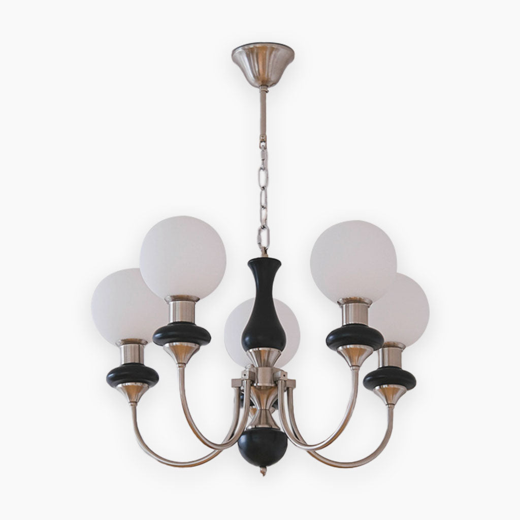 Chandelier French Wood Glass Ball 5 Heads