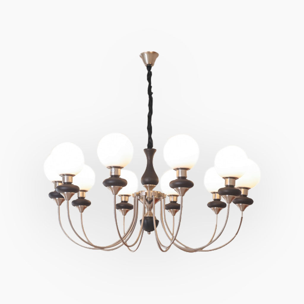 Chandelier French Wood Glass Ball 8 Heads