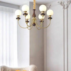 Chandelier French Wood Glass Ball Sitting Room