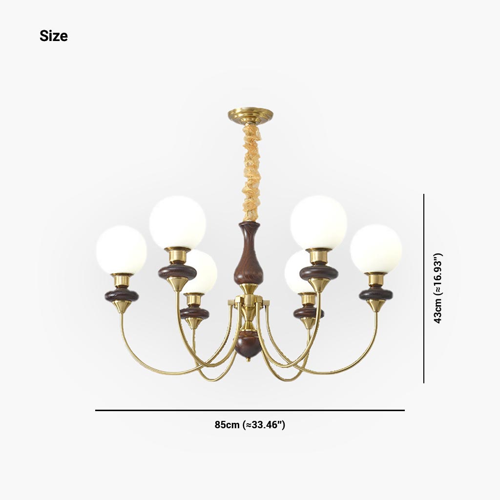 Chandelier French Wood Glass Ball Size