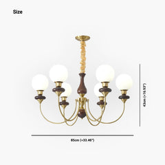 Chandelier French Wood Glass Ball Size
