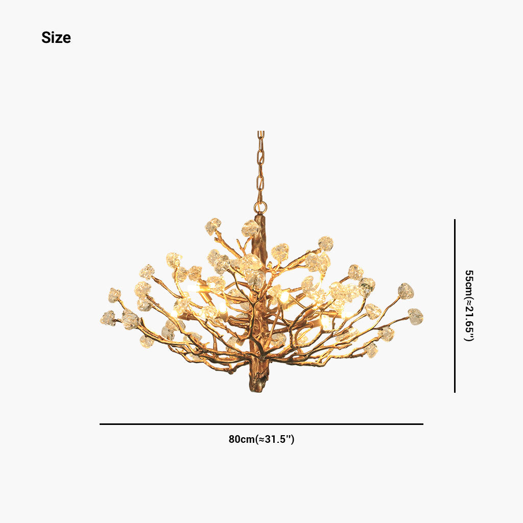Chandelier Gemstone Brass Tree Branch Size
