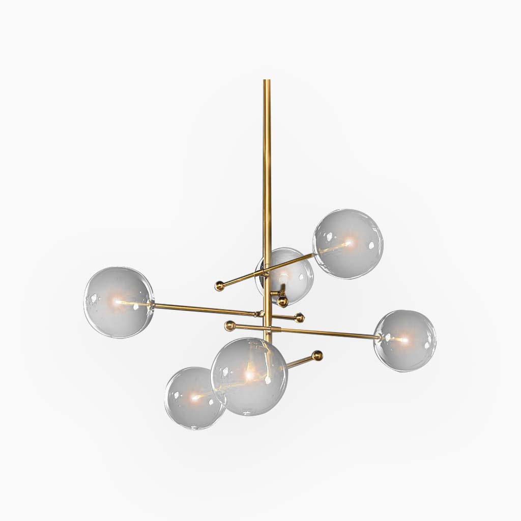 Chandelier Geometric Clear Glass Ball Bubble 6 Lights