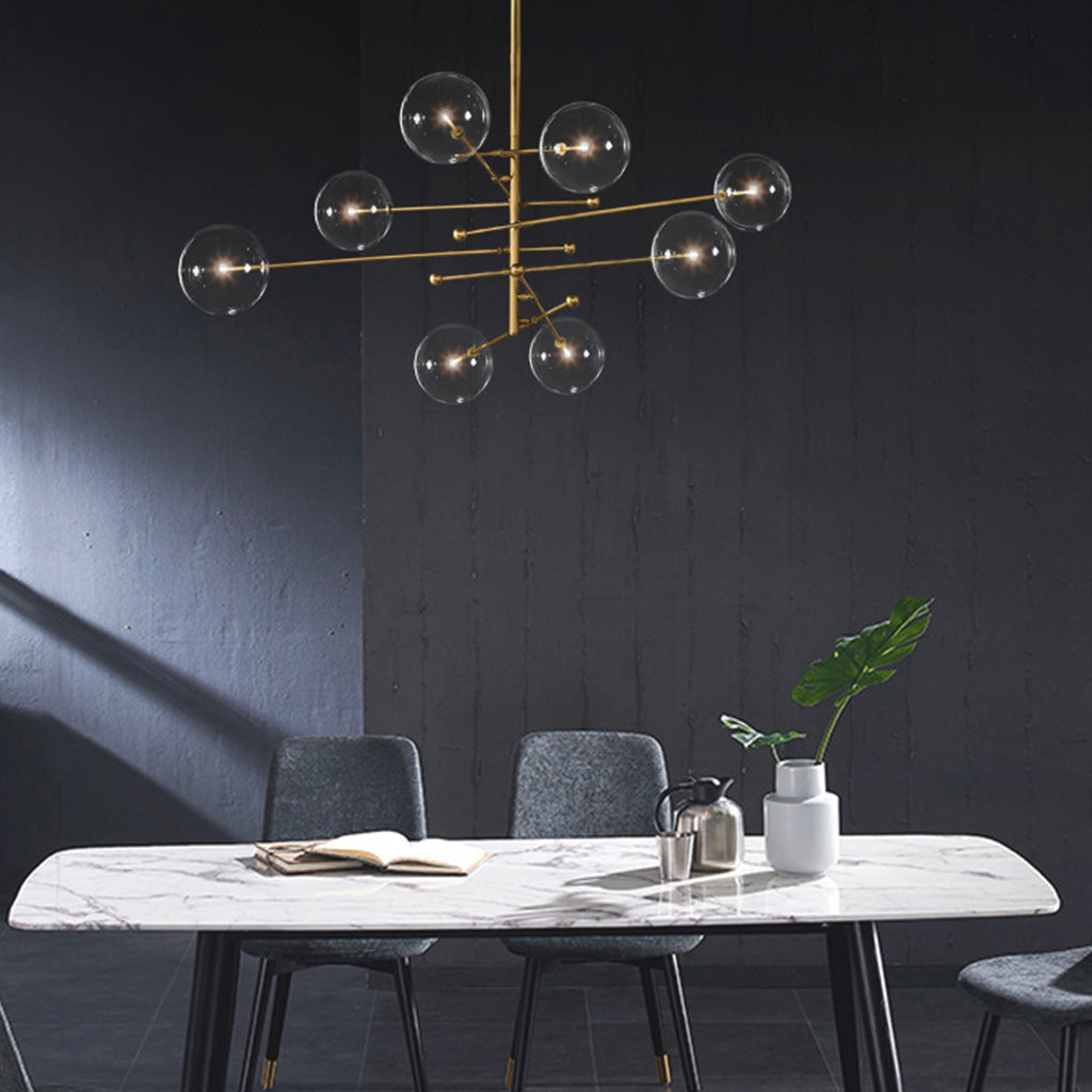 Chandelier Geometric Clear Glass Ball Bubble 8 Lights Dining Room