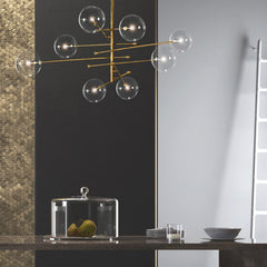 Chandelier Geometric Clear Glass Ball Bubble 8 Lights Dining Table