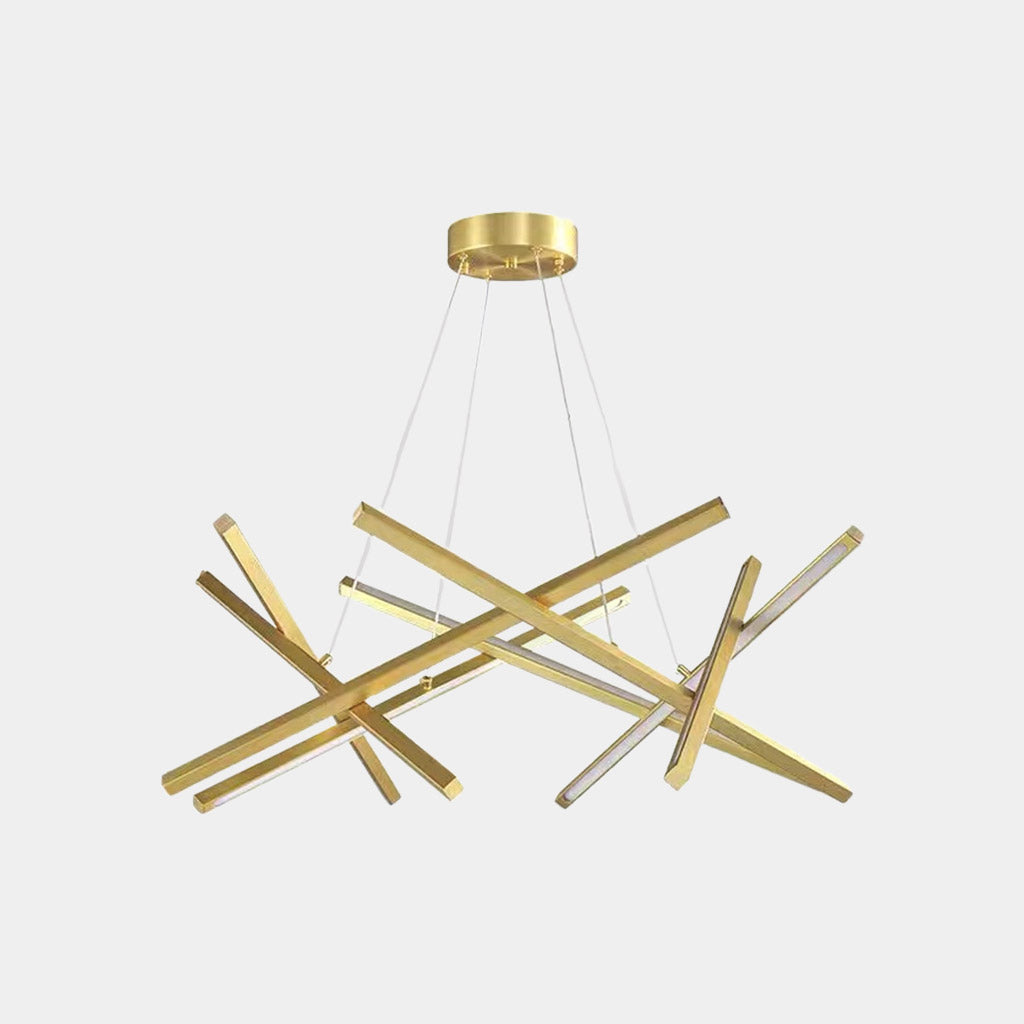 Geometrisk LED-korsljusramp med ljuskrona, svart/guld