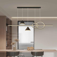 Chandelier Geometric Linear LED Black Dining Room
