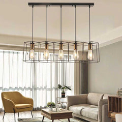 Chandelier Geometric Metal Frame 5 Heads Cylindrical Living Room