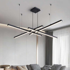 Chandelier Geometric Multiple LED Light Stick Dimmable Black Living Room