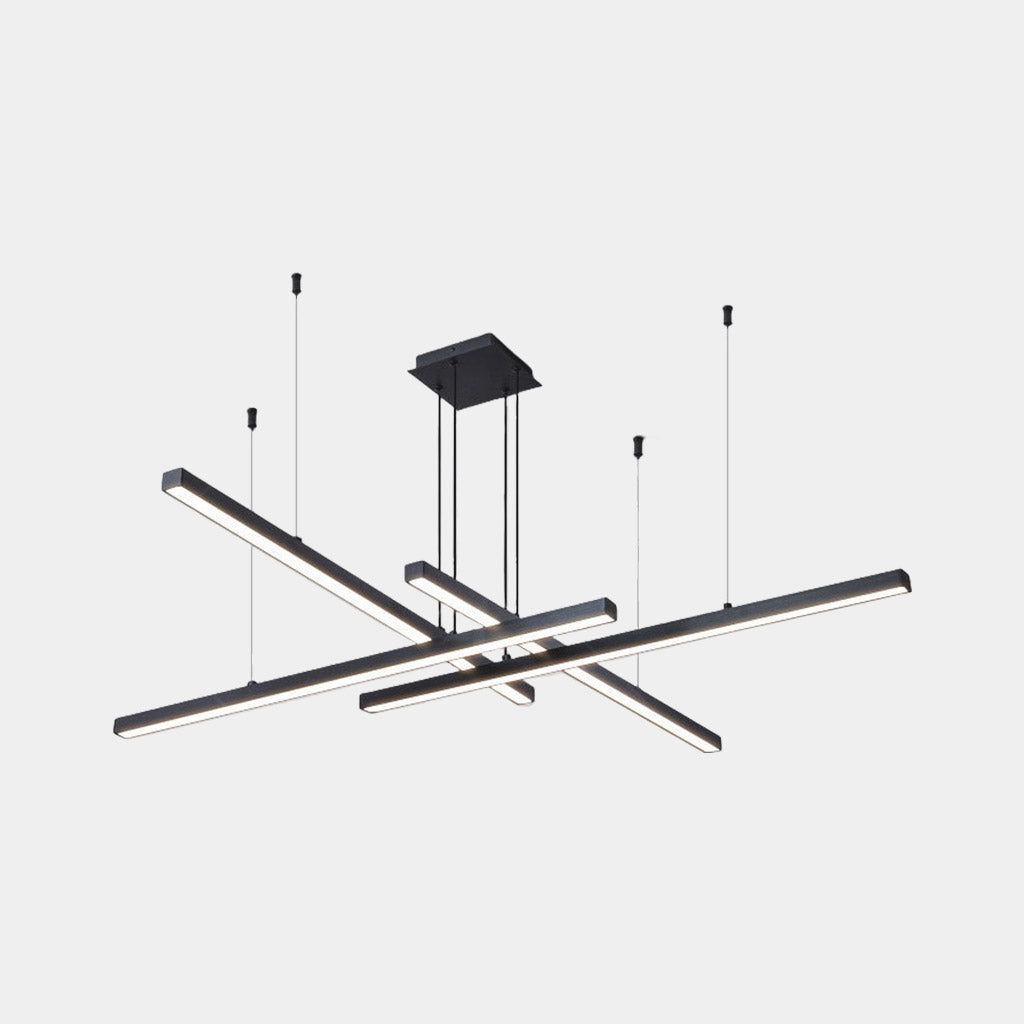 Chandelier Geometric Multiple LED Light Stick Dimmable Black