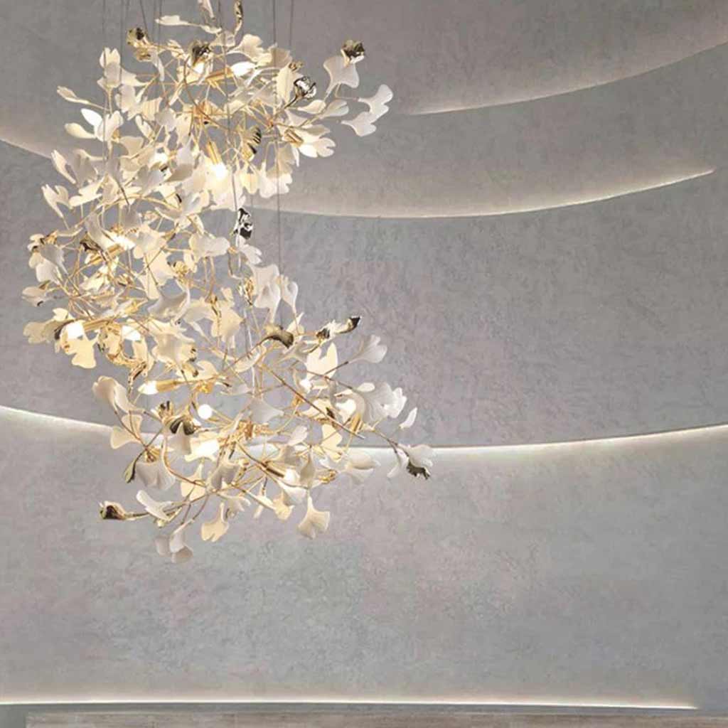 ChandelieGinkgo Ceramic Brass Branch Foryer