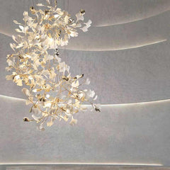 ChandelieGinkgo Ceramic Brass Branch Foryer