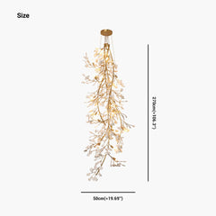 Chandelier Ginkgo Long Ceramic Brass Branch Size