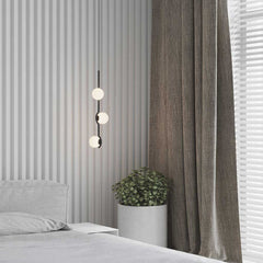 Chandelier Glass Ball Black 3 Heads Bedroom