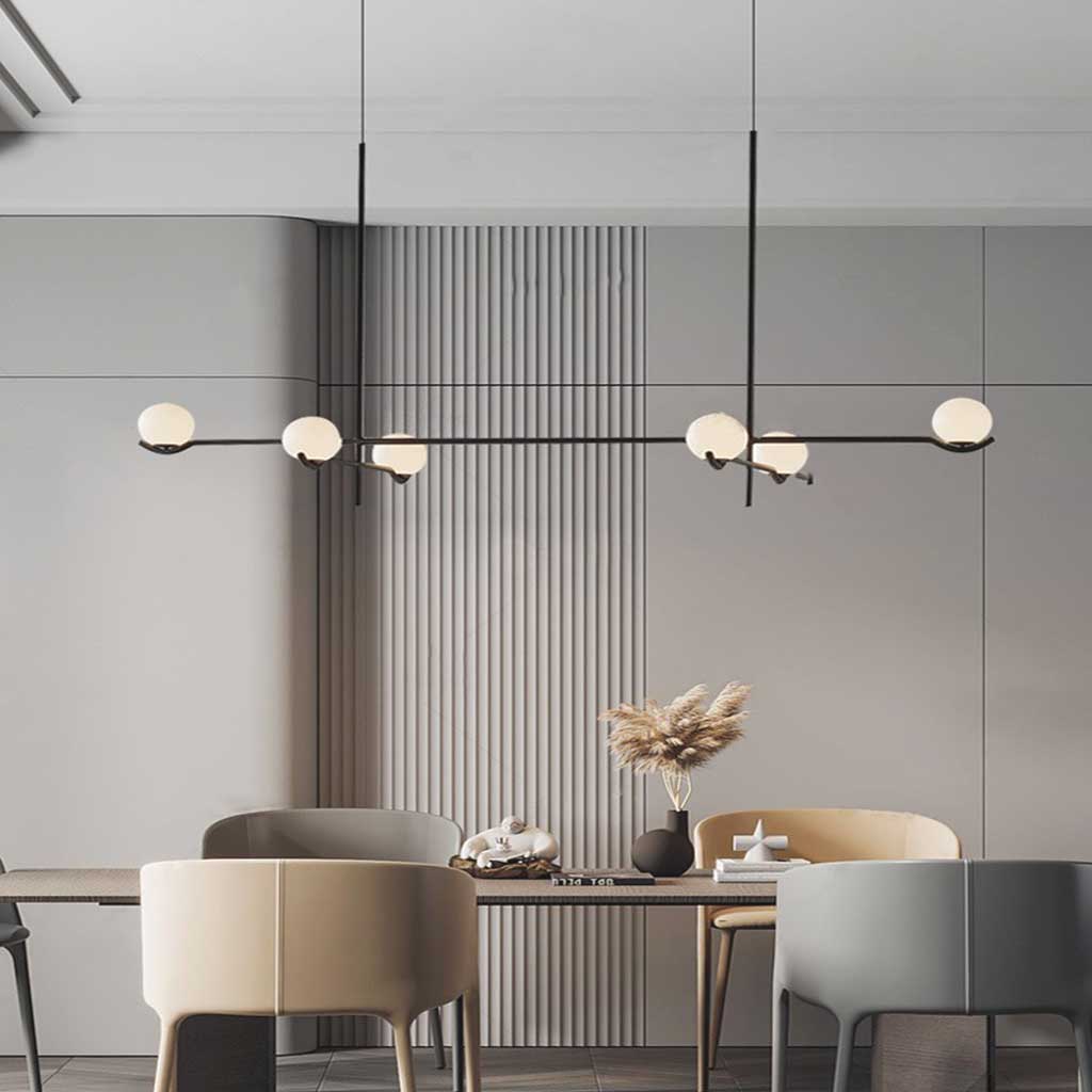 Chandelier Glass Ball Black 6 Heads Dining Room