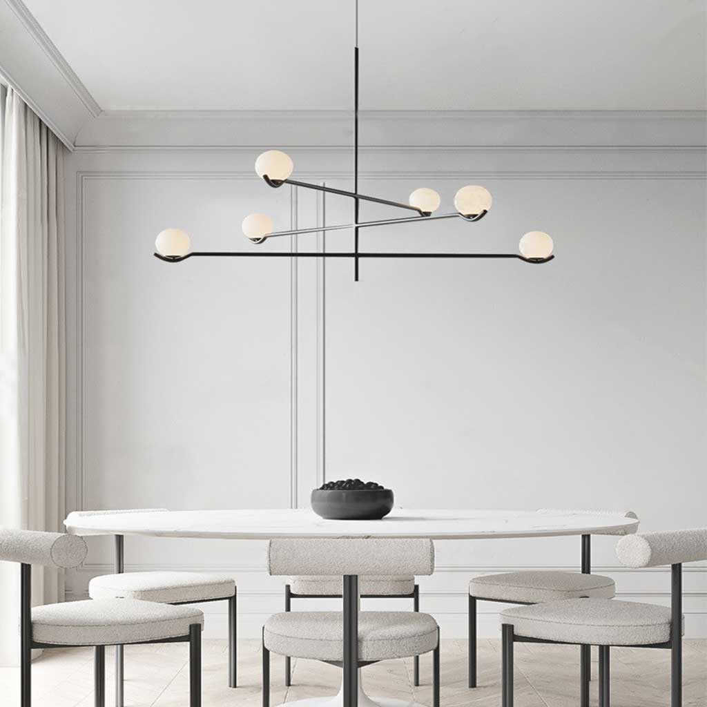 Chandelier Glass Ball Black Dining Table