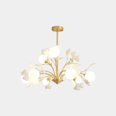 Chandelier Glass Ball Ceramic Ginkgo Leaves