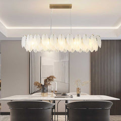 Chandelier Glass Feather Rectangular Dining Table