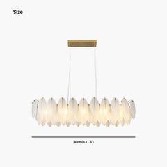 Chandelier Glass Feather Rectangular Size