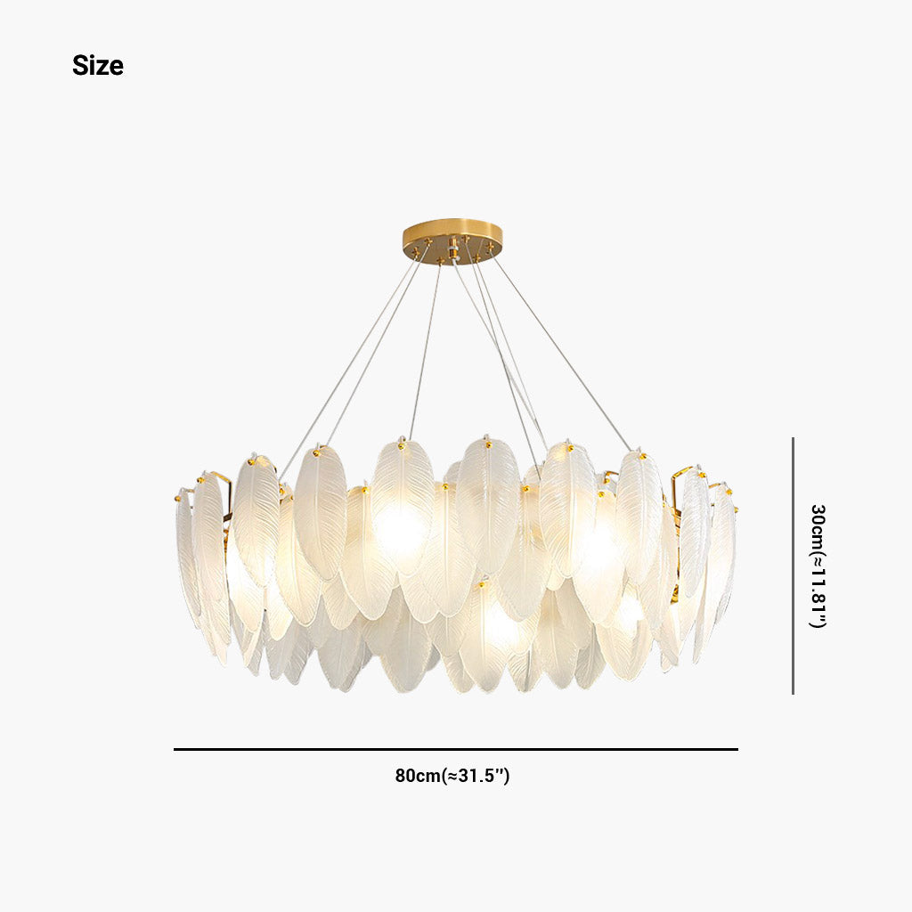 Chandelier Glass Feather Round Size