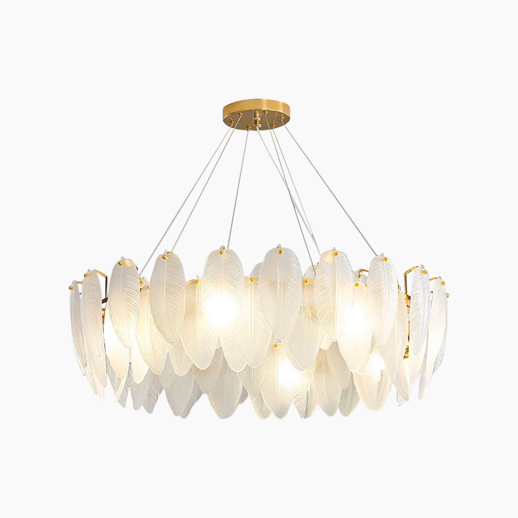 Chandelier Glass Feather Round