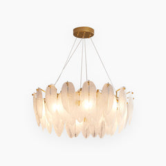 Chandelier Glass Feather Round