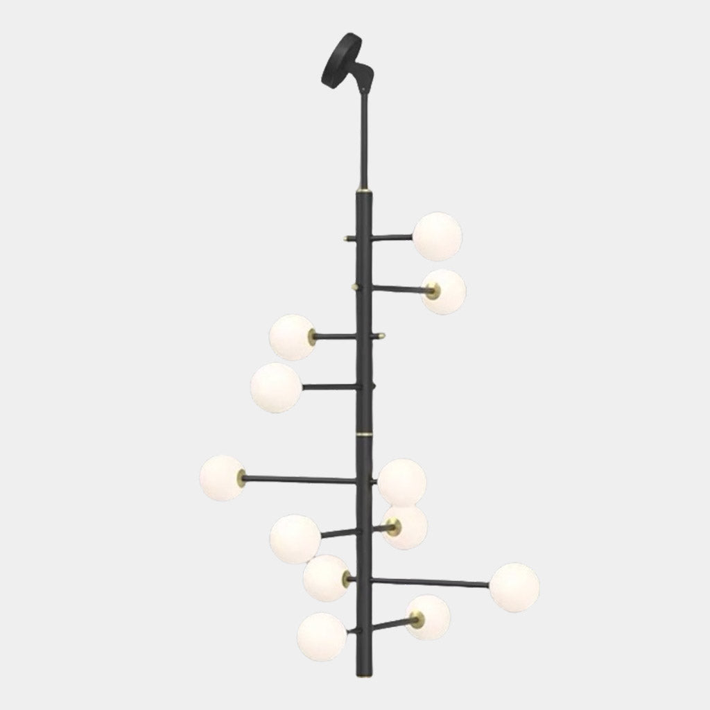 Chandelier Glass Globe High Sloped Ceiling White Black 12 Heads