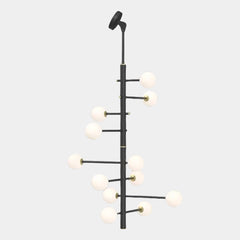 Chandelier Glass Globe High Sloped Ceiling White Black 12 Heads