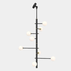 Chandelier Glass Globe High Sloped Ceiling White Black Long 8 Heads
