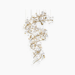 Chandelier Grand Long High Ceiling Ginkgo Ceramic Brass Branch