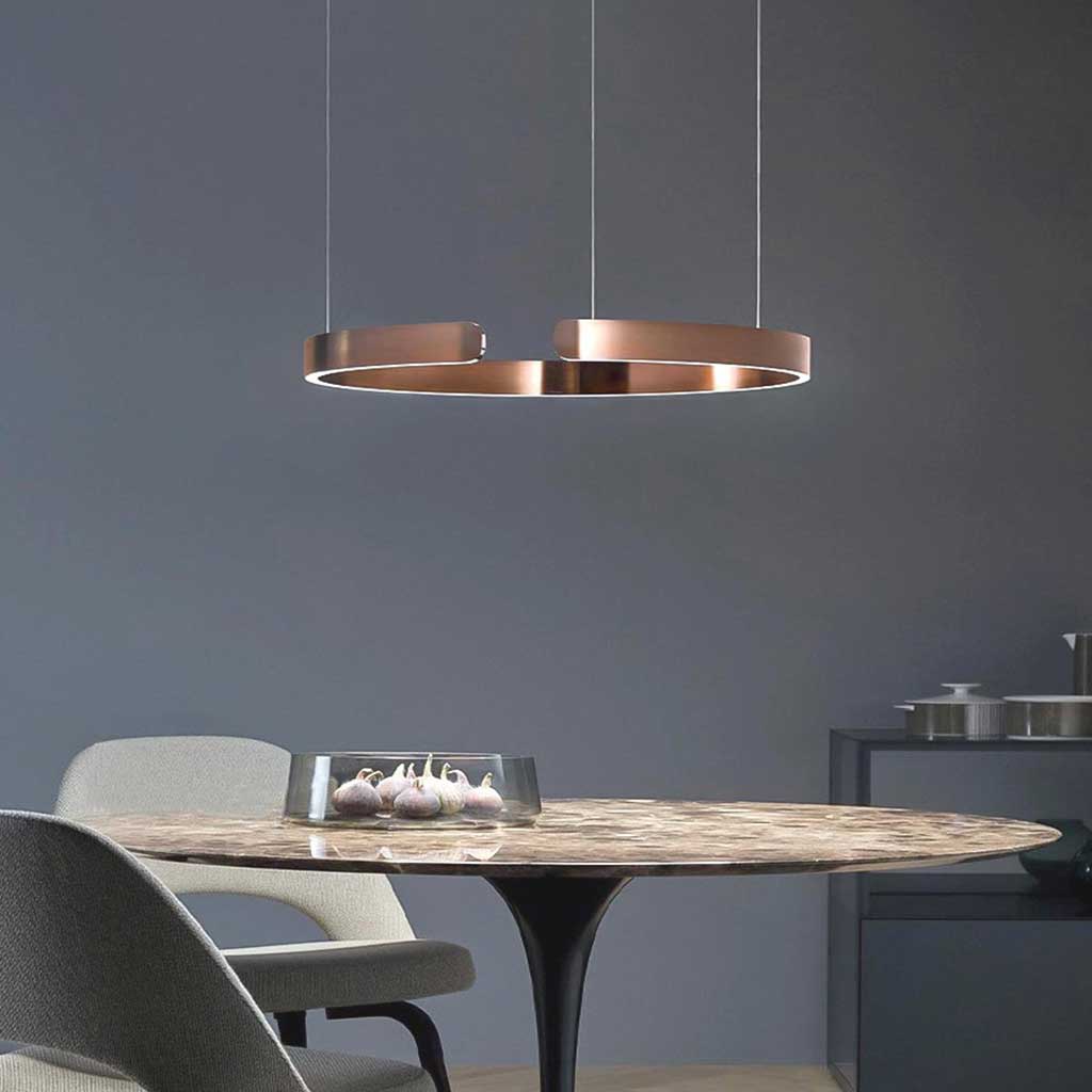 Chandelier Hanging Circular 1 Ring Rose Gold Dining Room
