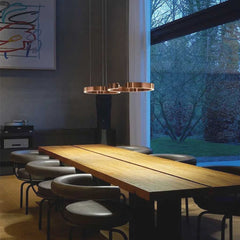 Chandelier Hanging Circular 2 Ring Rose Gold Dining Table