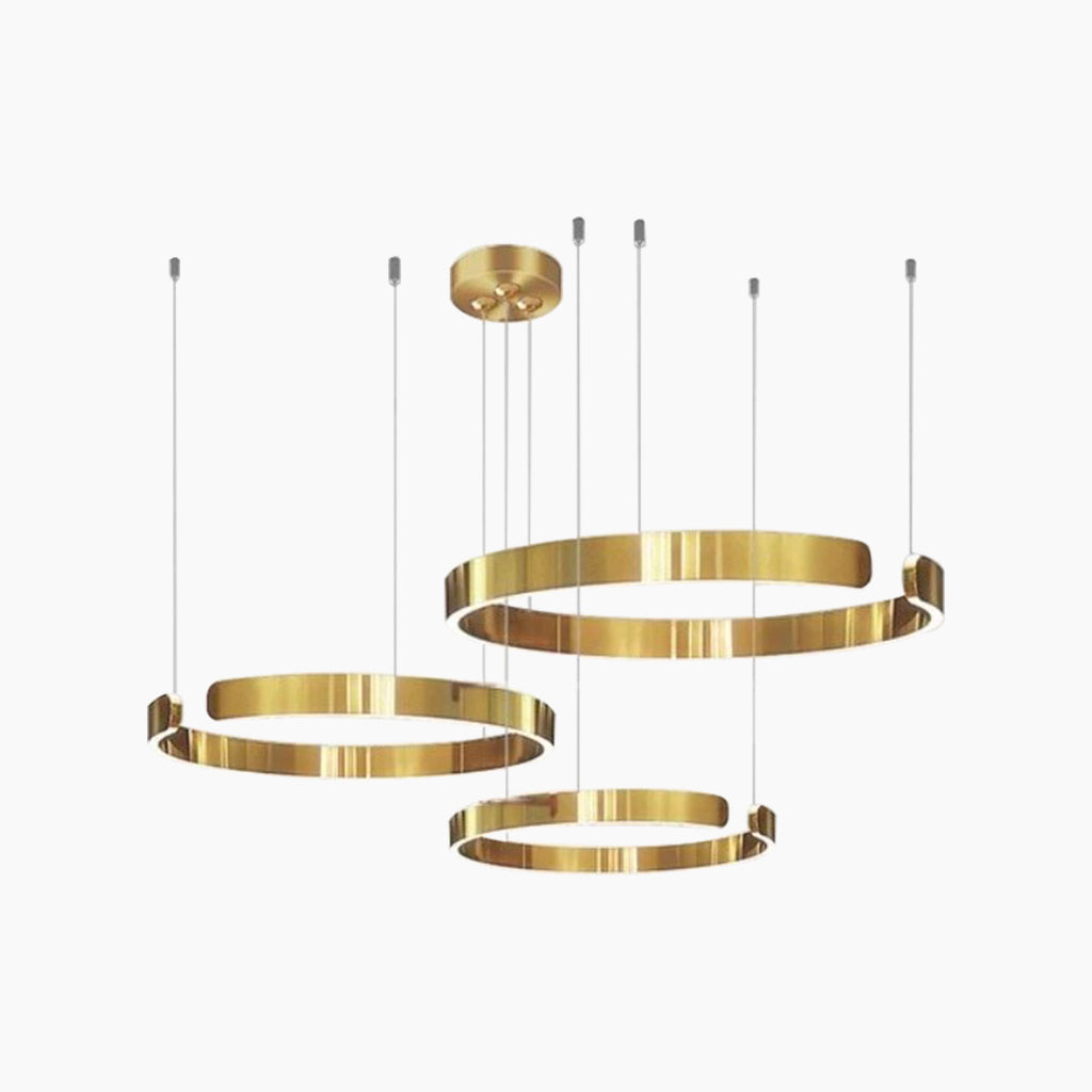 Chandelier Hanging Circular 3 Ring Gold