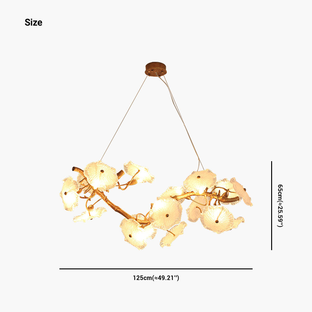Chandelier High Brass Branch Lotus Size