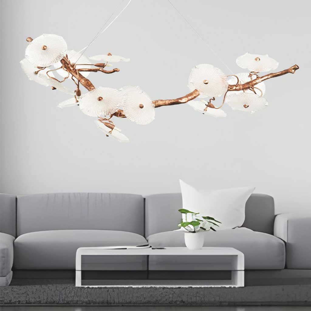 Chandelier High Ceiling Brass Branch Living Room