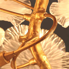 Chandelier High Ceiling Brass Branch Lotus Inside