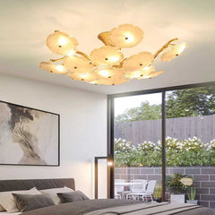 Chandelier High Ceiling Brass Branch Lotus Long Bedroom