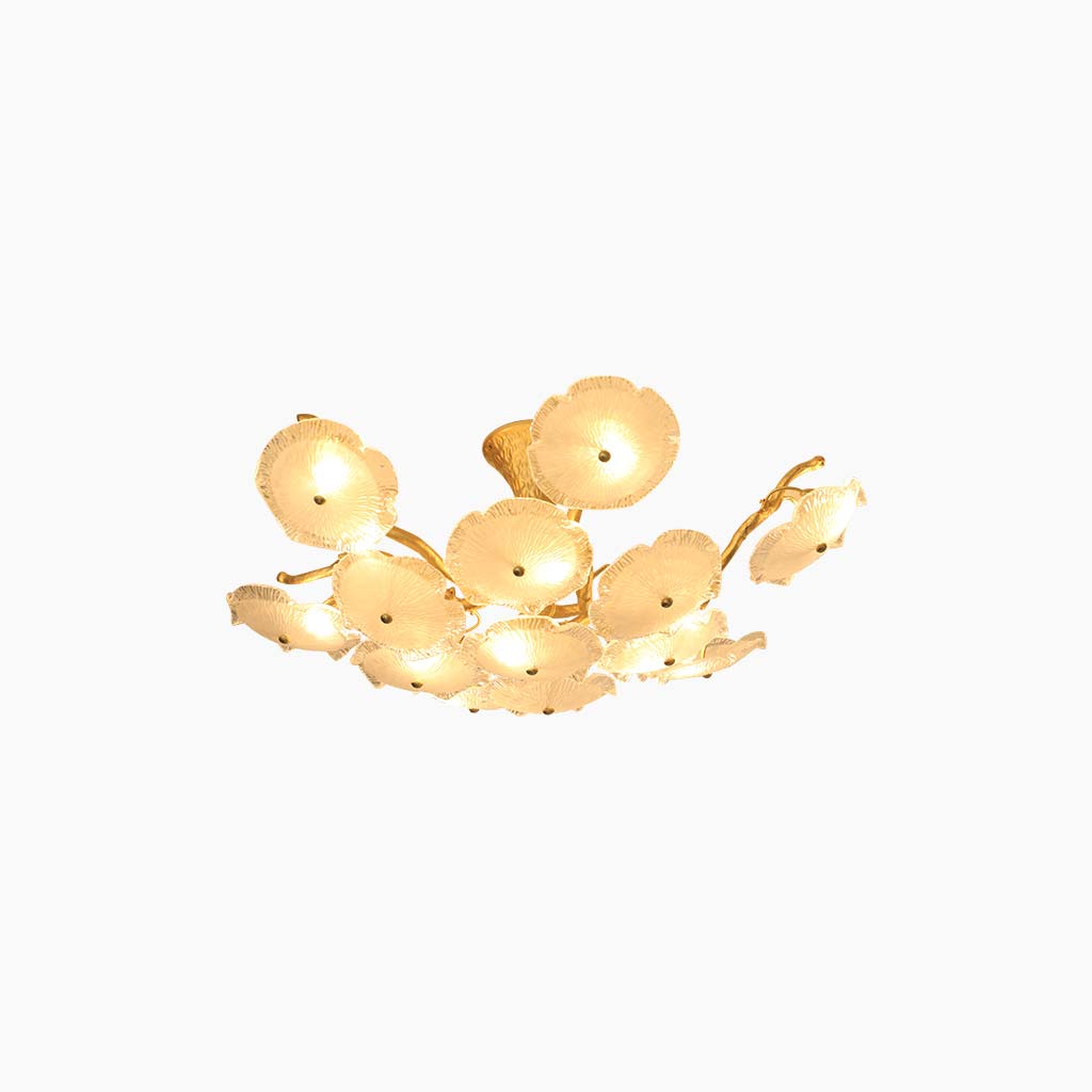 Chandelier High Ceiling Brass Branch Lotus