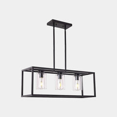 Chandelier Industrial Farmhouse Linear Rectangle 3 Light