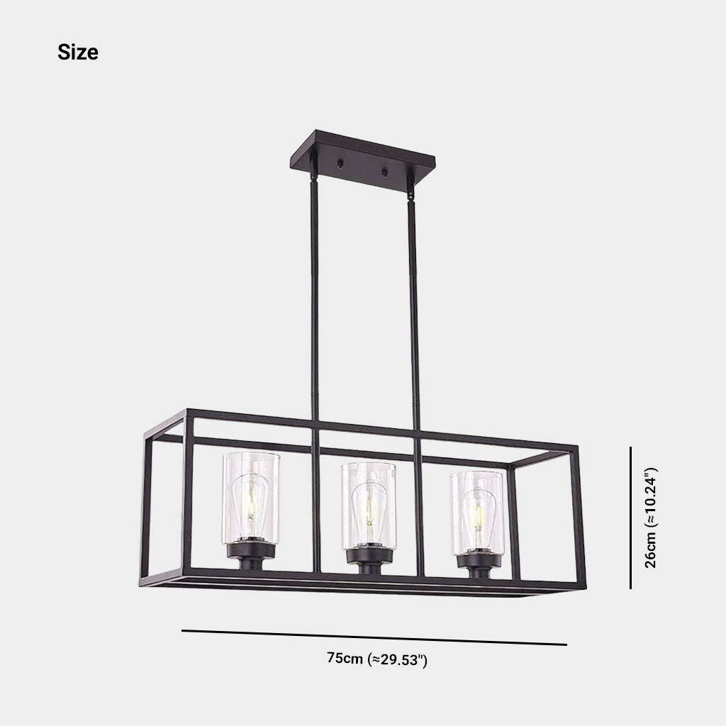 Chandelier Industrial Farmhouse Linear Rectangle Black Size