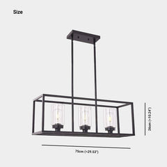 Chandelier Industrial Farmhouse Linear Rectangle Black Size