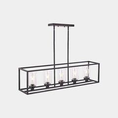 Chandelier Industrial Farmhouse Linear Rectangle Black